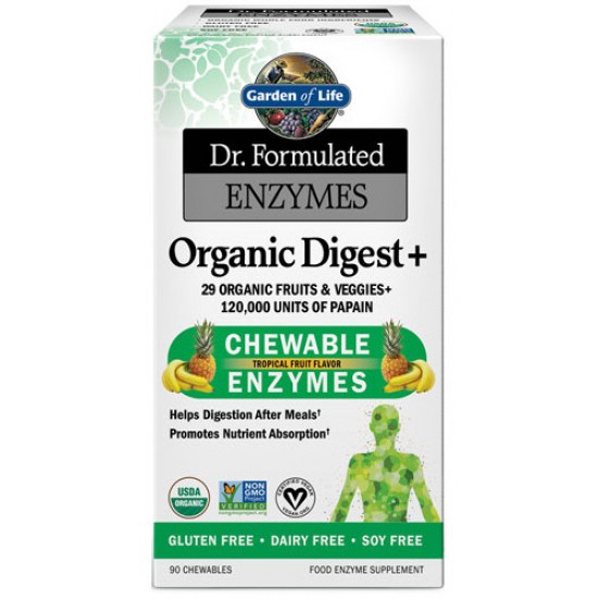 Dr. Formulated Organic Digest+, Tropical Fruit - 90 chewables