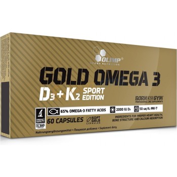Auksinis Omega 3 D3 + K2 Sport Edition - 60 kapsulių