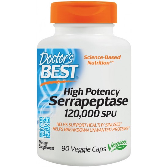 Serrapeptase, 120 000 SPU High Potency - 90 vcaps
