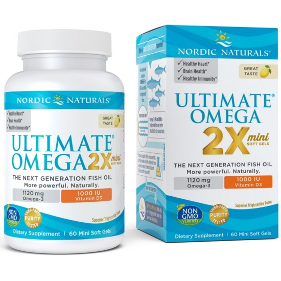 Ultimate Omega 2X Mini with Vitamin D3, 1120mg Lemon - 60 softgels