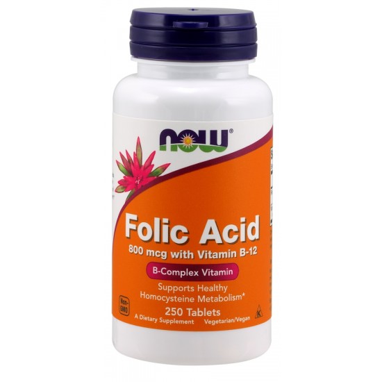 Folic Acid with Vitamin B12, 800mcg - 250 tabs