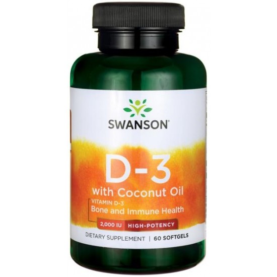 Vitamin D-3 with Coconut Oil, 2000 IU - 60 softgels