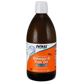 Omega-3 žuvų taukų skystis, citrinų skonio - 500 ml.