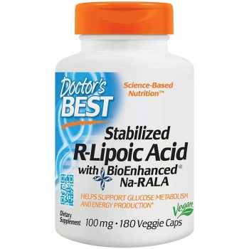Stabilizuota R-lipoinė rūgštis su Na-RALA, 100 mg - 180 v kapsulių