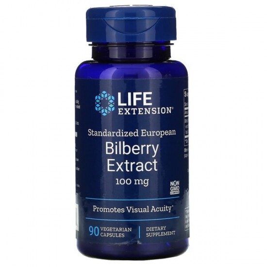 Bilberry Extract Standardized European, 100mg - 90 vcaps