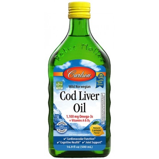 Wild Norwegian Cod Liver Oil, 1100mg Natural Lemon - 500 ml.