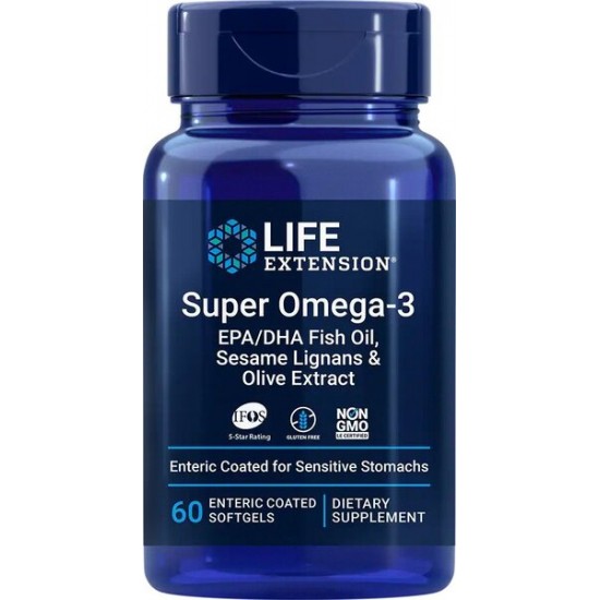 Super Omega-3 EPA/DHA with Sesame Lignans & Olive Extract - 60 enteric coated softgels