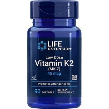 Maža vitamino K2 (MK-7) dozė, 45 mcg – 90 minkštųjų kapsulių