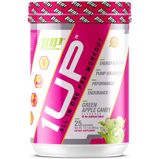 1Up For Woman, All In One Pre-Workout, Green Apple - 400g