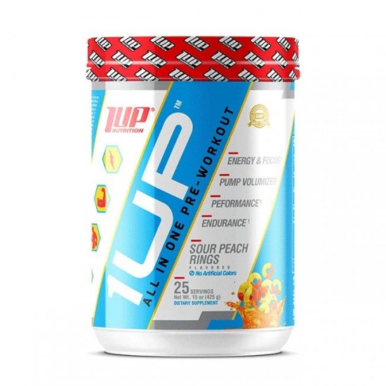 1Up For Men Pre-Workout, Sour Peach Rings - 412g