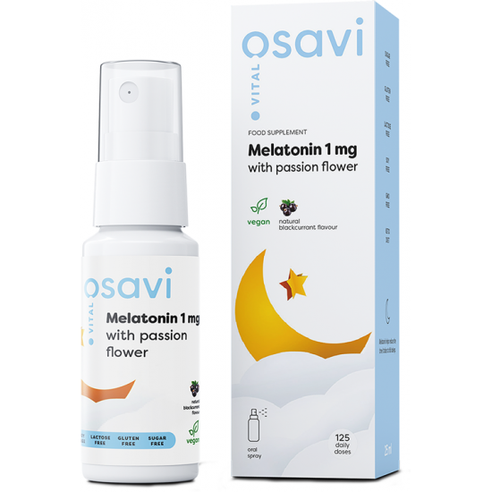 Melatonin with Passion Flower Oral Spray, 1mg (Blackcurrant) - 25 ml.