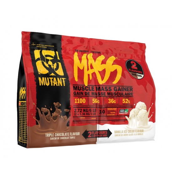 Mutant Mass 2 Flavours, Triple Chocolate & Vanilla Ice Cream - 2720g