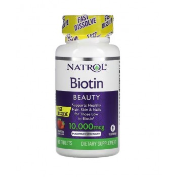 Biotin Fast Dissolve, 10000mcg (Strawberry) - 60 tabs