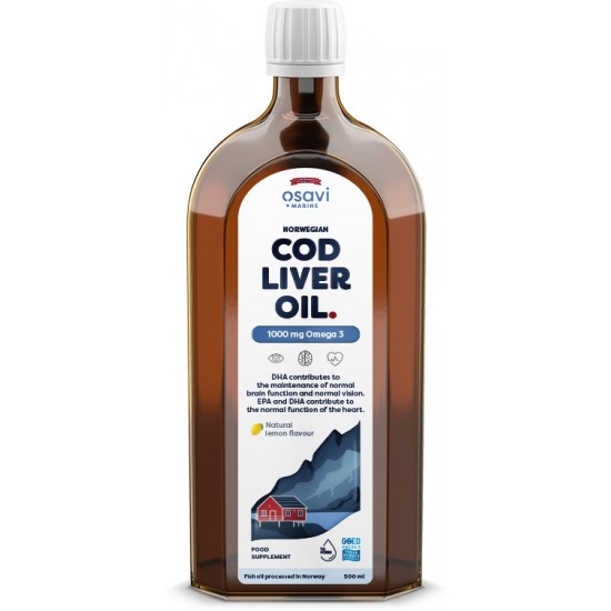 Norwegian Cod Liver Oil, 1000mg Omega 3 (Lemon) - 500 ml.