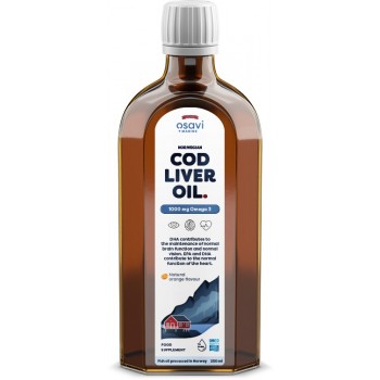 Norvēģijas mencu aknu eļļa, 1000 mg Omega 3 (apelsīnu) - 250 ml.