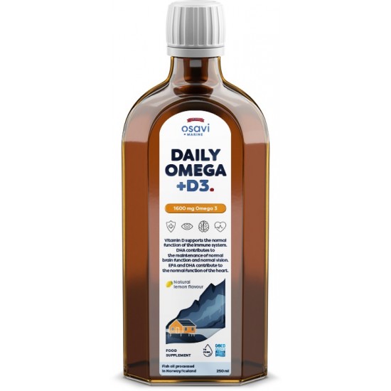 Daily Omega + D3, 1600mg Omega 3 (Natural Lemon) - 250 ml.