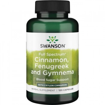 Pilna spektra kanēlis, grieķu sierāboliņš un gimnema - 120 kapsulas