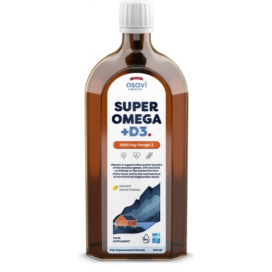 Super Omega + D3, 2900mg Omega 3 (Lemon) - 500 ml.