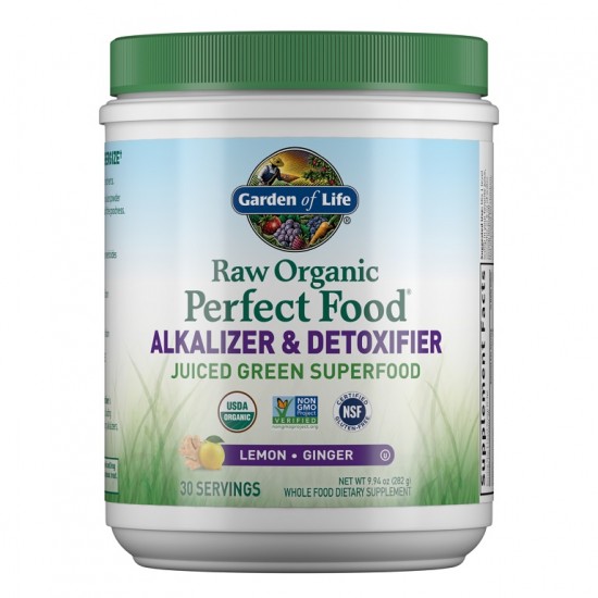 Raw Organic Perfect Food Alkalizer & Detoxifier, Lemon Ginger - 282g