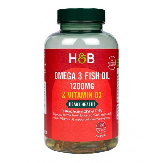 Omega 3 Fish Oil 1200mg & Vitamin D3 - 120 caps