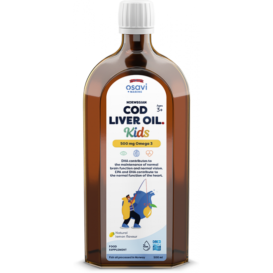 Norwegian Cod Liver Oil Kids, 500mg Omega 3 (Lemon) - 500 ml.