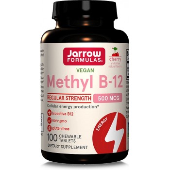 Methyl B-12, 500mcg (Cherry) - 100 vegan chewable tabs