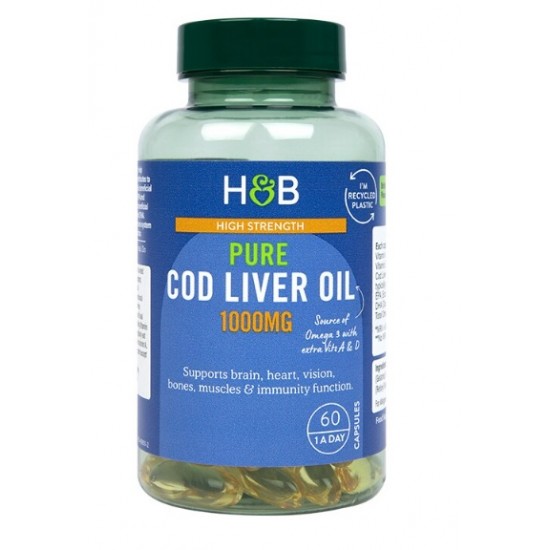 High Strength Pure Cod Liver Oil, 1000mg - 60 caps