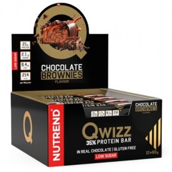 Barres protéinées Qwizz 35 %, saveur brownie au chocolat - 12 x 60 g