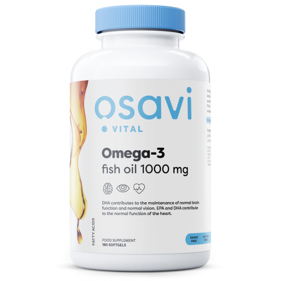 Omega-3 Fish Oil Molecularly Distilled, 1000mg - 180 softgels