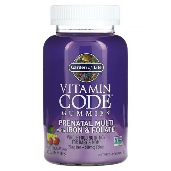 Vitamin Code Prenatal Multi with Iron & Folate Gummies, Cherry Lemonade - 90 gummies