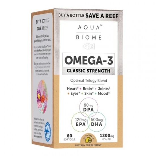 Aqua Biome Omega-3 Classic Strength, 1200mg (Lemon) - 60 softgels