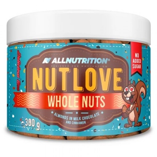 Nutlove Whole Nuts, Almonds in Milk Chocolate and Cinnamon - 300g