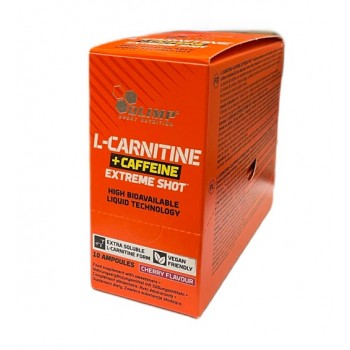 L-karnitino + kofeino „Extreme Shot“, vyšnių skonio – 10 x 25 ml.