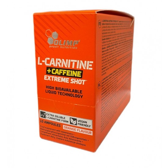 L-Carnitine + Caffeine Extreme Shot, Orange - 10 x 25 ml.