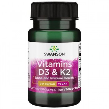 Vitaminai D3 ir K2, 50 mcg ir 75 mcg – 60 v kapsulių