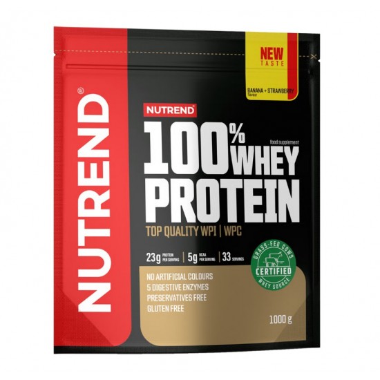 100% Whey Protein, Banana + Strawberry - 1000g
