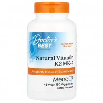 Natūralus vitaminas K2 MK7 su MenaQ7, 45 mcg - 180 v kapsulių