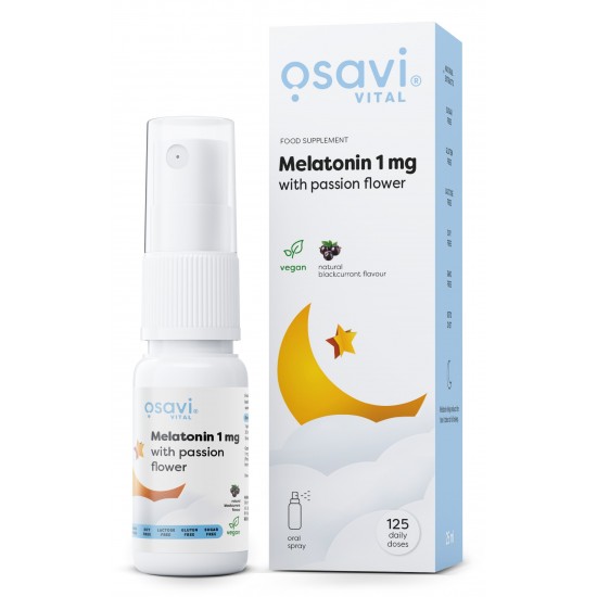 Melatonin with Passion Flower Oral Spray, 1mg (Blackcurrant) - 25 ml.